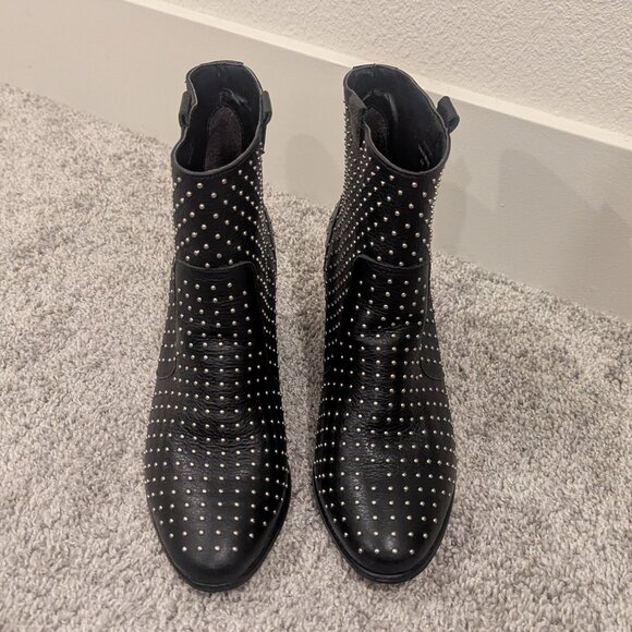 Rebecca Minkoff Women's Sierra Studded Leather Short Booties in Black 8 - Picture 2 of 8